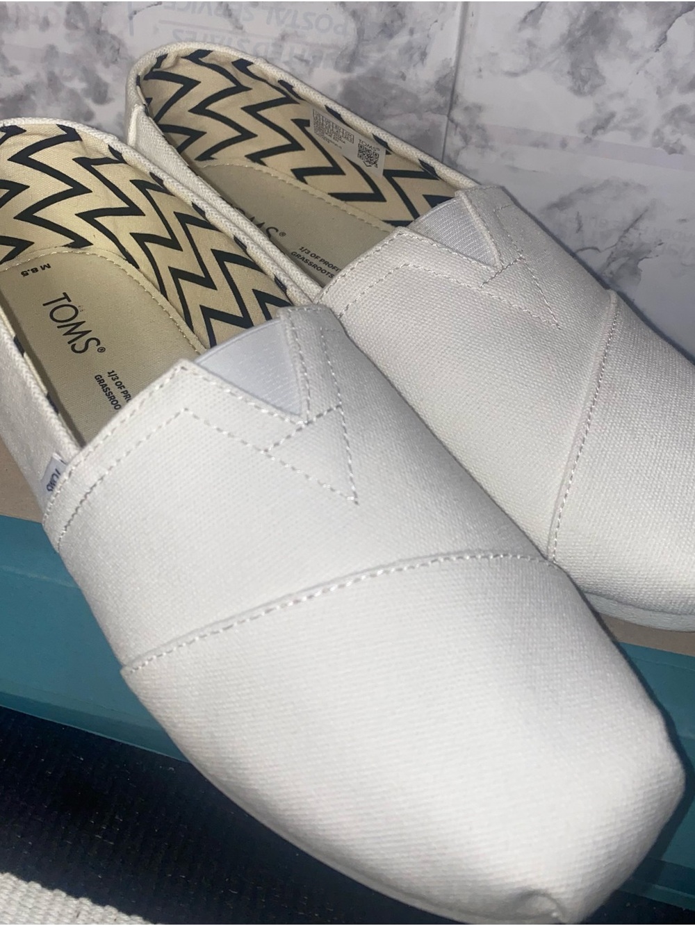 Toms Classic Men's Slip-On Canvas Loafers in White